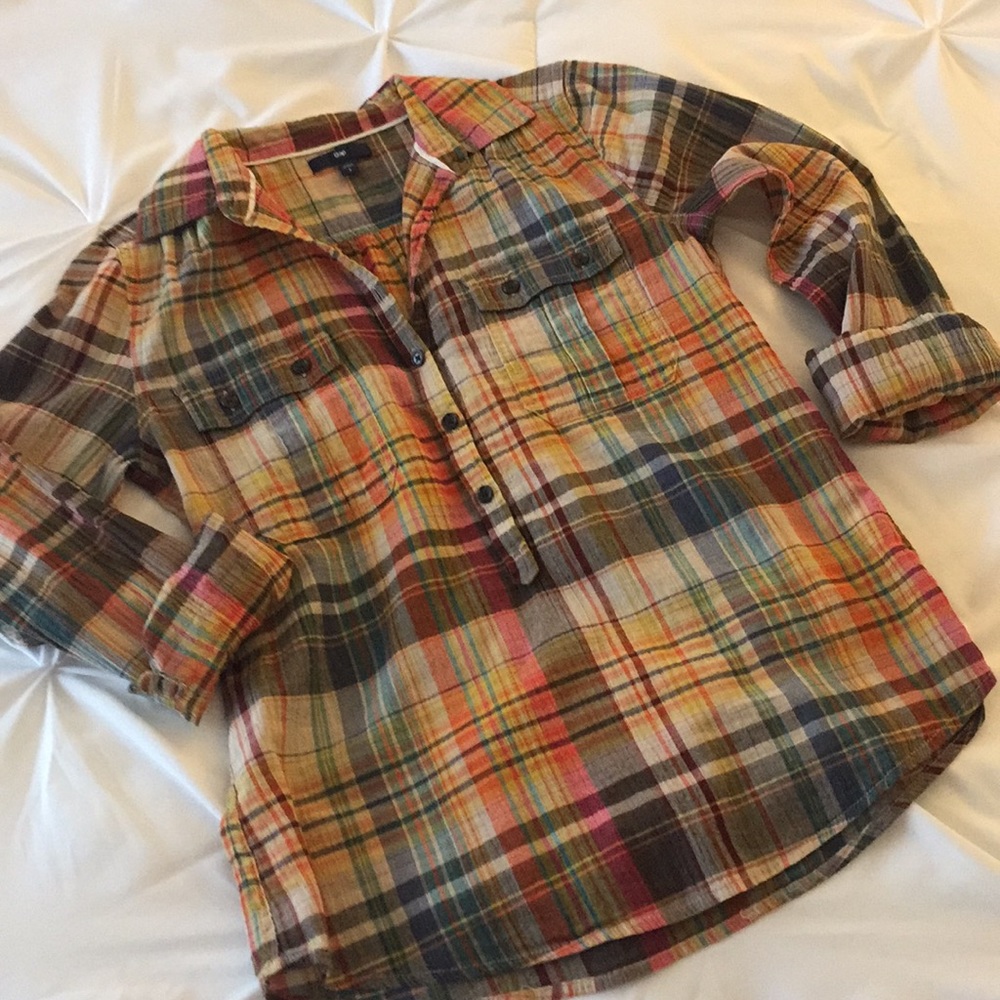 Gap Plaid Blouse Size Small
